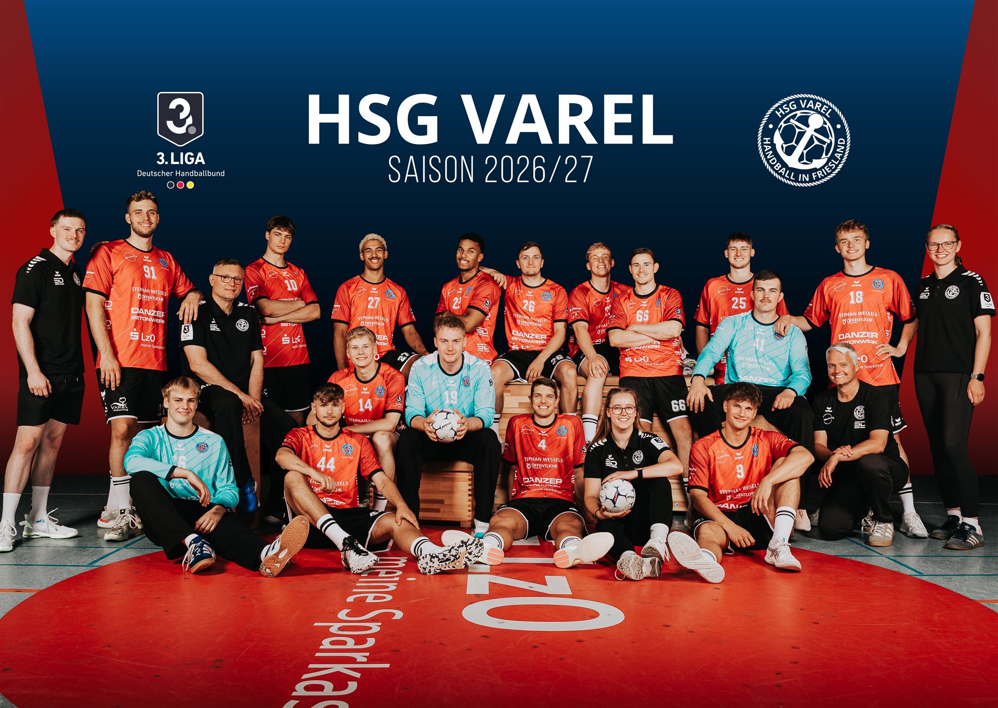 Mannschaftsfoto der 1. Herren der HSG Varel, Saison 2026/27